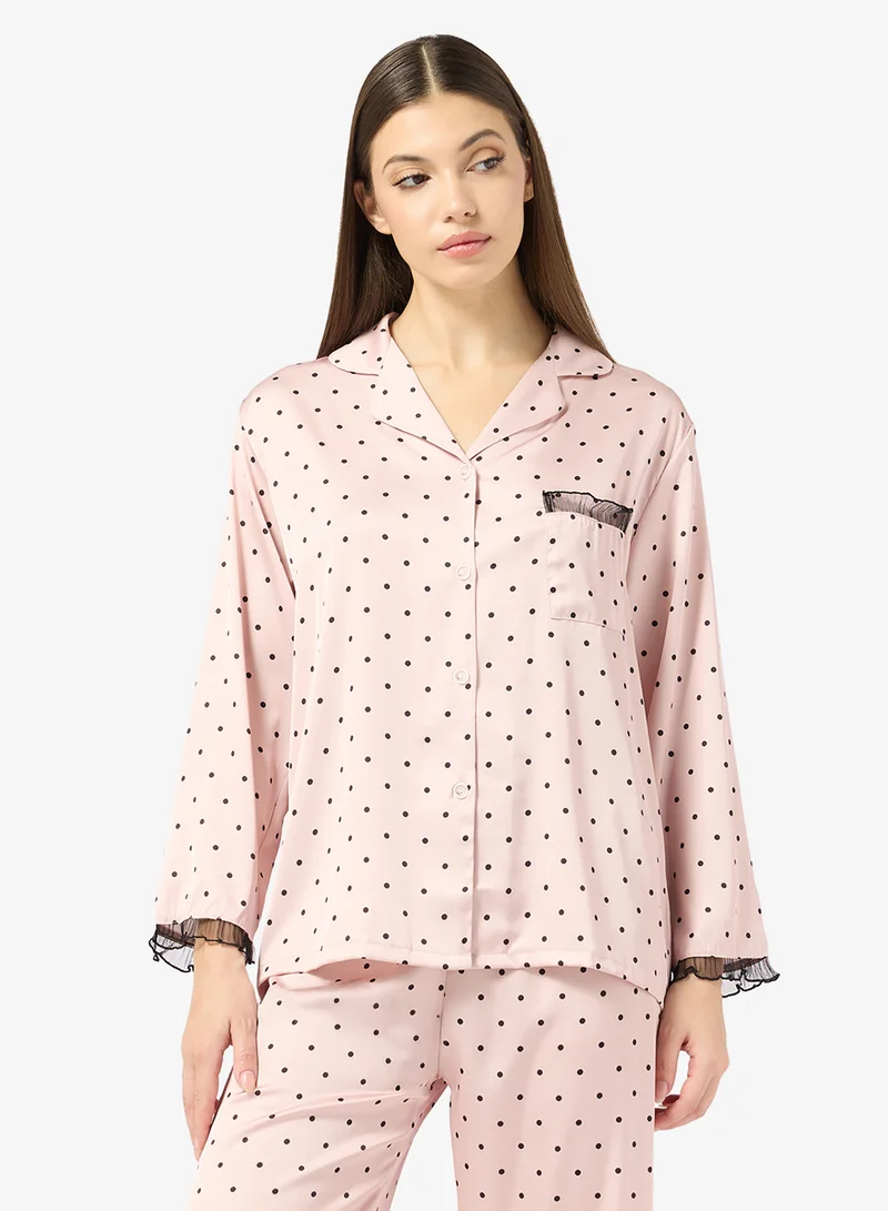 Ella  Polka Print Pyjama Top & Pant Set for Women | Best Price UAE
